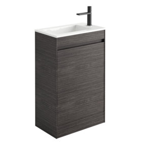 Rigel Dark Oak Floor Standing Cloakroom Vanity Unit with Resin Basin (W)55cm (H)87cm