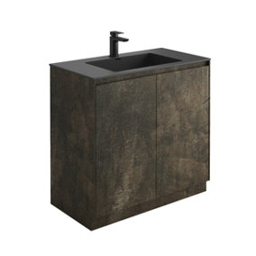 Rigel Metallic Floor Standing Bathroom Vanity Unit with Black Basin (W)900mm (H)850mm