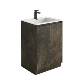 Rigel Metallic Floor Standing Bathroom Vanity Unit with White Basin (W)600mm (H)850mm