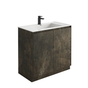 Rigel Metallic Floor Standing Bathroom Vanity Unit with White Basin (W)900mm (H)850mm