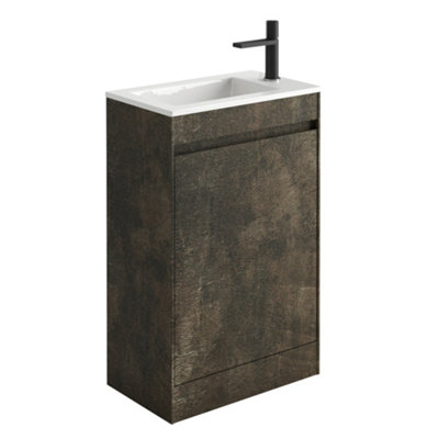 Rigel Metallic Floor Standing Cloakroom Vanity Unit with Ceramic Basin (W)55cm (H)86cm