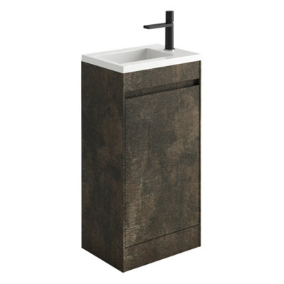 Rigel Metallic Floor Standing Cloakroom Vanity Unit with Resin Basin (W)44cm (H)87cm