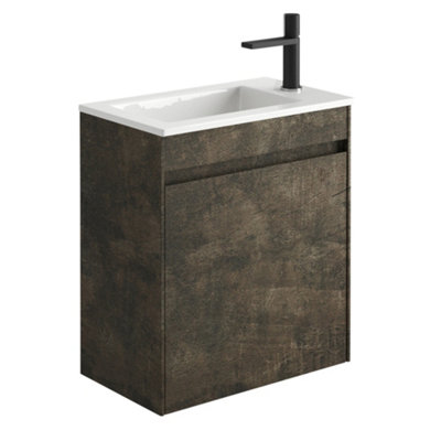 Rigel Metallic Wall Hung Cloakroom Vanity Unit with Ceramic Basin (W)55cm (H)62cm