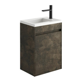 Rigel Metallic Wall Hung Cloakroom Vanity Unit with Resin Basin (W)44cm (H)63cm