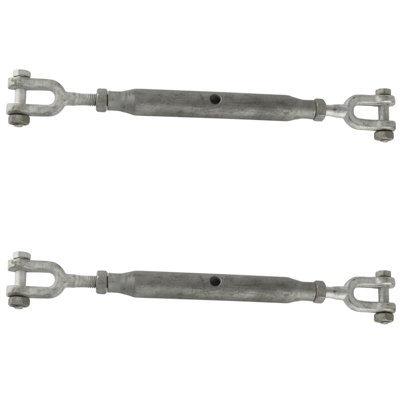 Rigging Screw 12mm Galvanised Jaw to Jaw 2 PACK Turnbuckle Straining DK68