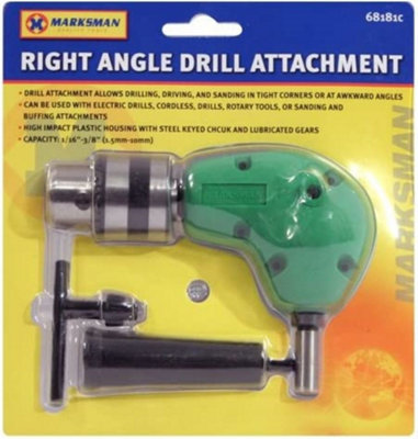 Aluminium Right Angle Drill Attachment Bit 3/8 Chuck Key Adaptor