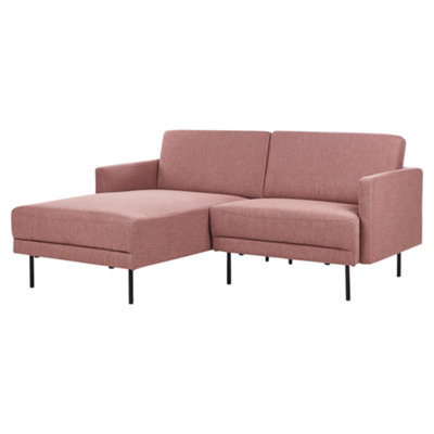 Right Hand 2 Seater Fabric Corner Sofa Pink Brown BREDA
