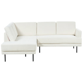Right Hand 4 Seater Fabric Corner Sofa White BREDA