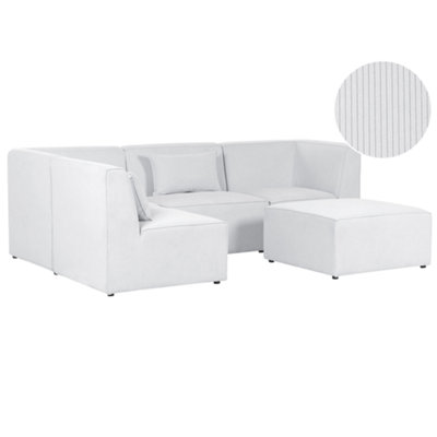 Right Hand 4 Seater Modular Jumbo Cord Corner Sofa with Ottoman Off White LEMVIG