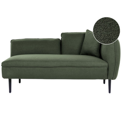 Right Hand Boucle Chaise Lounge Dark Green CHEVANNES