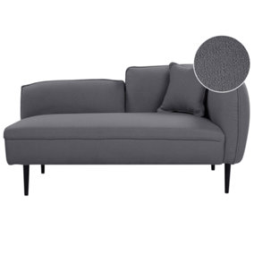 Right Hand Boucle Chaise Lounge Dark Grey CHEVANNES
