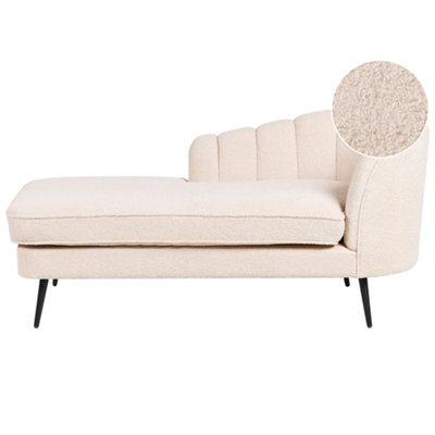 Shop Right Hand Boucle Chaise Lounge Light Beige ALLIER