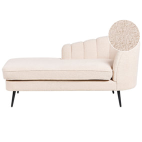 Right Hand Boucle Chaise Lounge Light Beige ALLIER