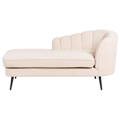 Right Hand Boucle Chaise Lounge Light Beige ALLIER