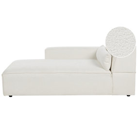 Right Hand Boucle Chaise Lounge White HELLNAR
