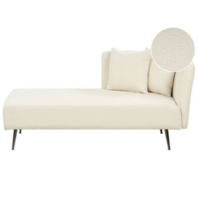Right Hand Boucle Chaise Lounge White RIOM