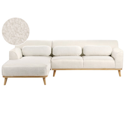 Right Hand Boucle Corner Sofa White SIMOS