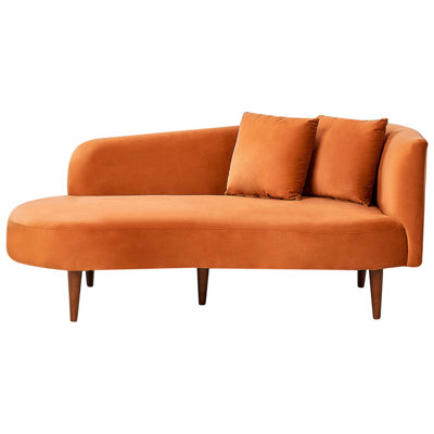 Right-Hand Chaise Lounge CHAUMONT Velvet Orange