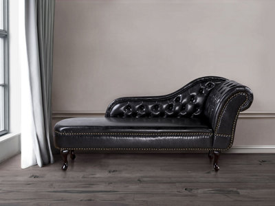 Right Hand Chaise Lounge Faux Leather Black NIMES