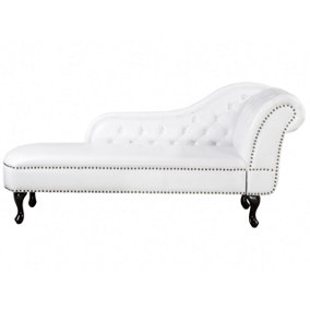 Right Hand Chaise Lounge Faux Leather White NIMES