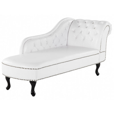 Right Hand Chaise Lounge Faux Leather White NIMES