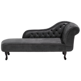 Right Hand Chaise Lounge Faux Suede Grey NIMES