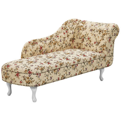 Right Hand Chaise Lounge Flower Print Beige NIMES
