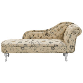 Right Hand Chaise Lounge Print Beige NIMES