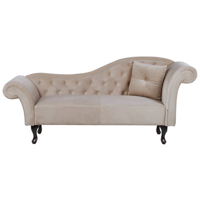 Right Hand Chaise Lounge Velvet Beige LATTES