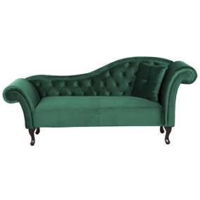 Right Hand Chaise Lounge Velvet Dark Green LATTES