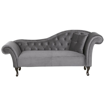 Right Hand Chaise Lounge Velvet Grey LATTES