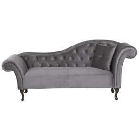 Right Hand Chaise Lounge Velvet Grey LATTES