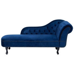 Right Hand Chaise Lounge Velvet Navy Blue NIMES
