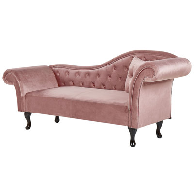 Right Hand Chaise Lounge Velvet Pink LATTES