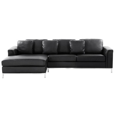 Right-Hand Corner Sofa OSLO Black Leather