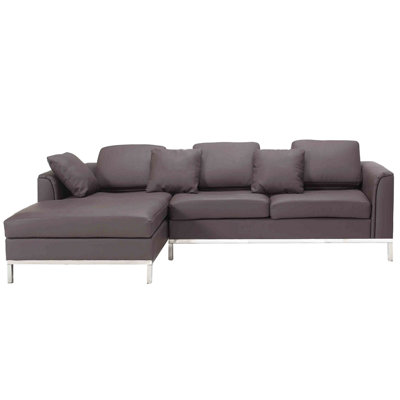 Right-Hand Corner Sofa OSLO Brown Leather