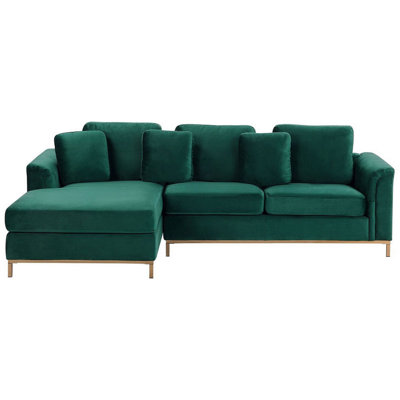 Right-Hand Corner Sofa OSLO Dark Green Velvet