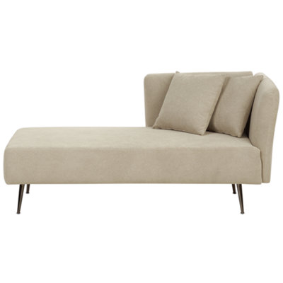 Right Hand Fabric Chaise Lounge Beige RIOM