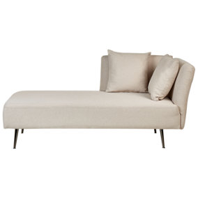 Right Hand Fabric Chaise Lounge Beige RIOM