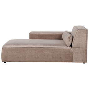 Right Hand Fabric Chaise Lounge Brown HELLNAR
