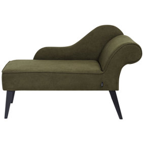 Right Hand Fabric Chaise Lounge Olive Green BIARRITZ