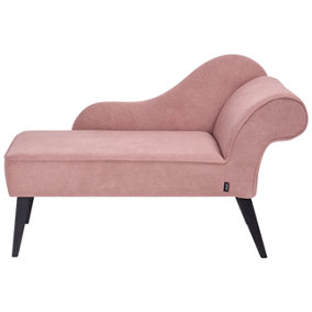 Right Hand Fabric Chaise Lounge Pink BIARRITZ