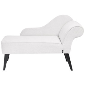 Right Hand Fabric Chaise Lounge White BIARRITZ