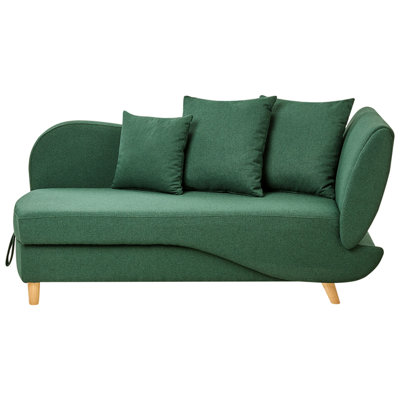 Right Hand Fabric Chaise Lounge with Storage Green MERI II