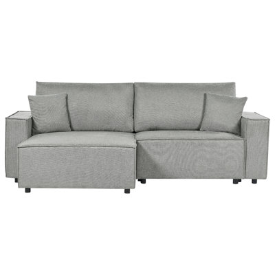 Right Hand Fabric Corner Sofa Bed with Storage Grey KARILA