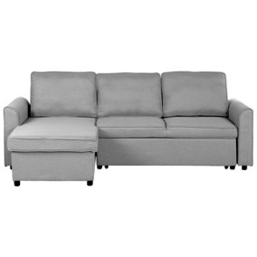 Right Hand Fabric Corner Sofa Bed with Storage Grey NESNA
