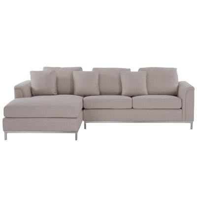 Right Hand Fabric Corner Sofa Beige OSLO