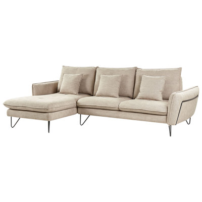 Right Hand Fabric Corner Sofa Beige SERSAN