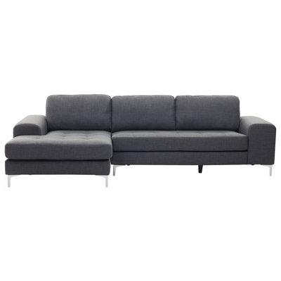 Right Hand Fabric Corner Sofa Dark Grey KIRUNA