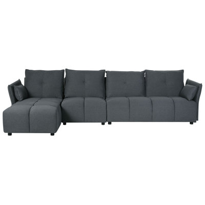 Right Hand Fabric Corner Sofa Graphite Grey TOMRA